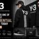 Y 3 luxury streetwear brand editorial image showing modern black fashion outfits, Adidas collaboration designs, and Yohji Yamamoto inspired minimalist streetwear highlighting influence in 2026 fashion industry.