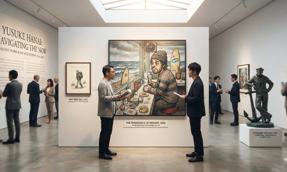 Yusuke Hanai artwork displayed in a modern art gallery showcasing contemporary Japanese art popular among modern art collectors.