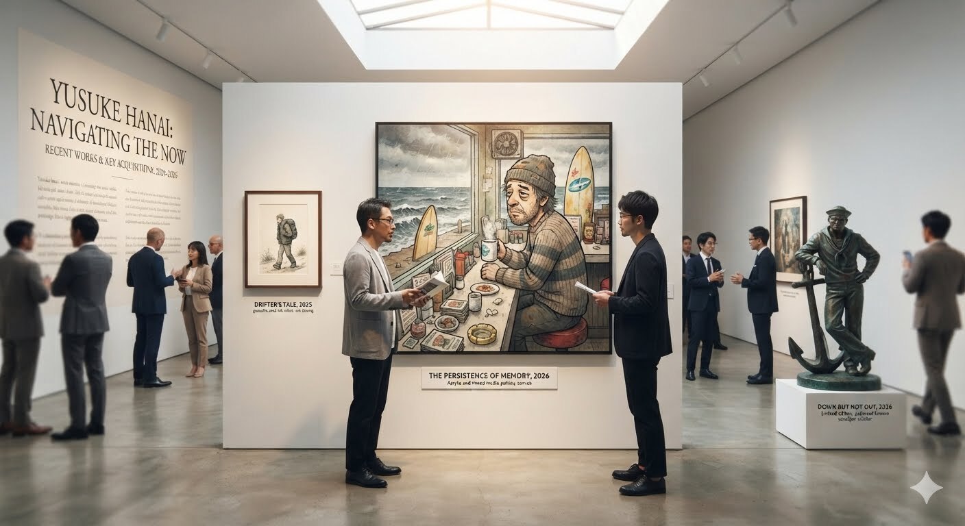 Yusuke Hanai artwork displayed in a modern art gallery showcasing contemporary Japanese art popular among modern art collectors.