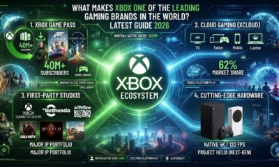 Xbox Series X and Xbox Series S consoles with controllers showcasing what makes Xbox one of the leading gaming brands in the world, featuring modern gaming, Game Pass, and immersive entertainment.