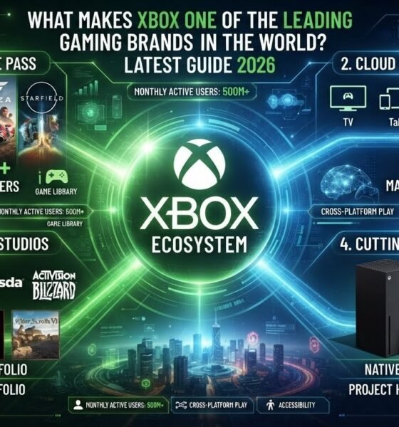 Xbox Series X and Xbox Series S consoles with controllers showcasing what makes Xbox one of the leading gaming brands in the world, featuring modern gaming, Game Pass, and immersive entertainment.