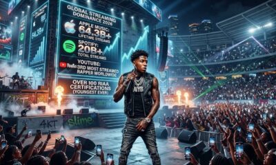 YoungBoy NBA performing on stage during a live concert, highlighting why he is one of the most streamed rappers in the world with millions of loyal fans and chart topping music.