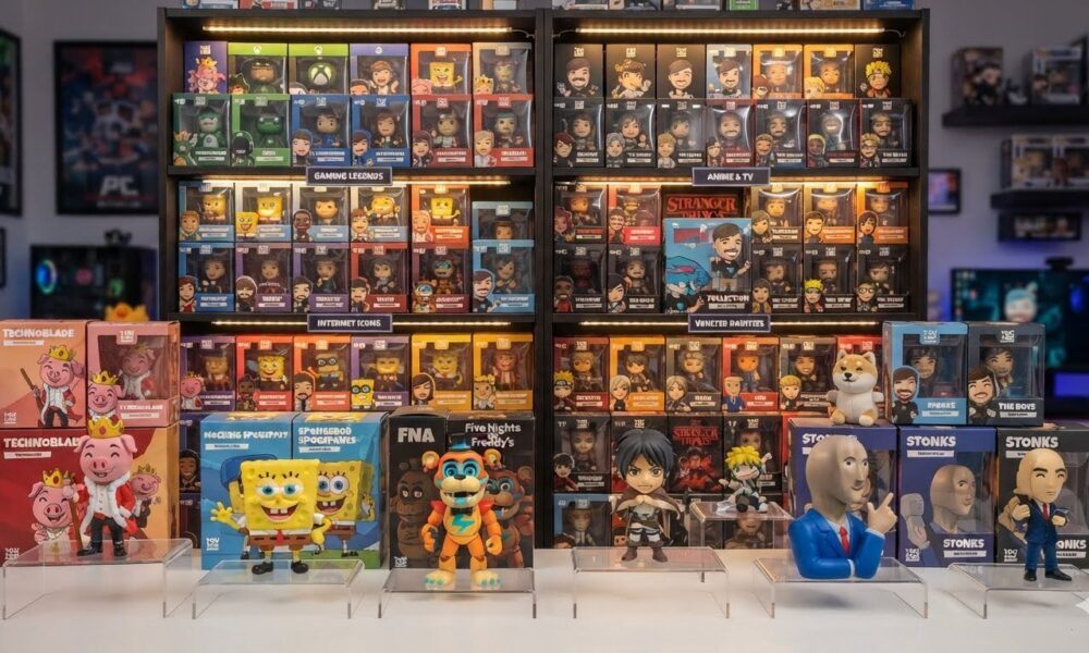Collection of Youtooz vinyl figures featuring popular gaming, anime, movie, and internet creator characters displayed on shelves, highlighting why Youtooz collectibles are a favorite among collectors and pop culture fans.