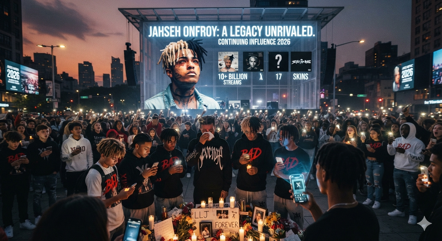 XXXTentacion performing on stage during a live concert, showcasing his lasting influence on music and culture worldwide in 2026.