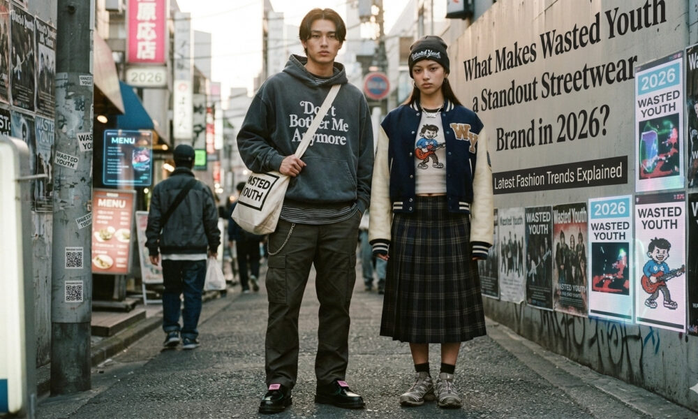 Wasted Youth streetwear hoodie showcasing bold graphic design and modern urban fashion style trends in 2026.