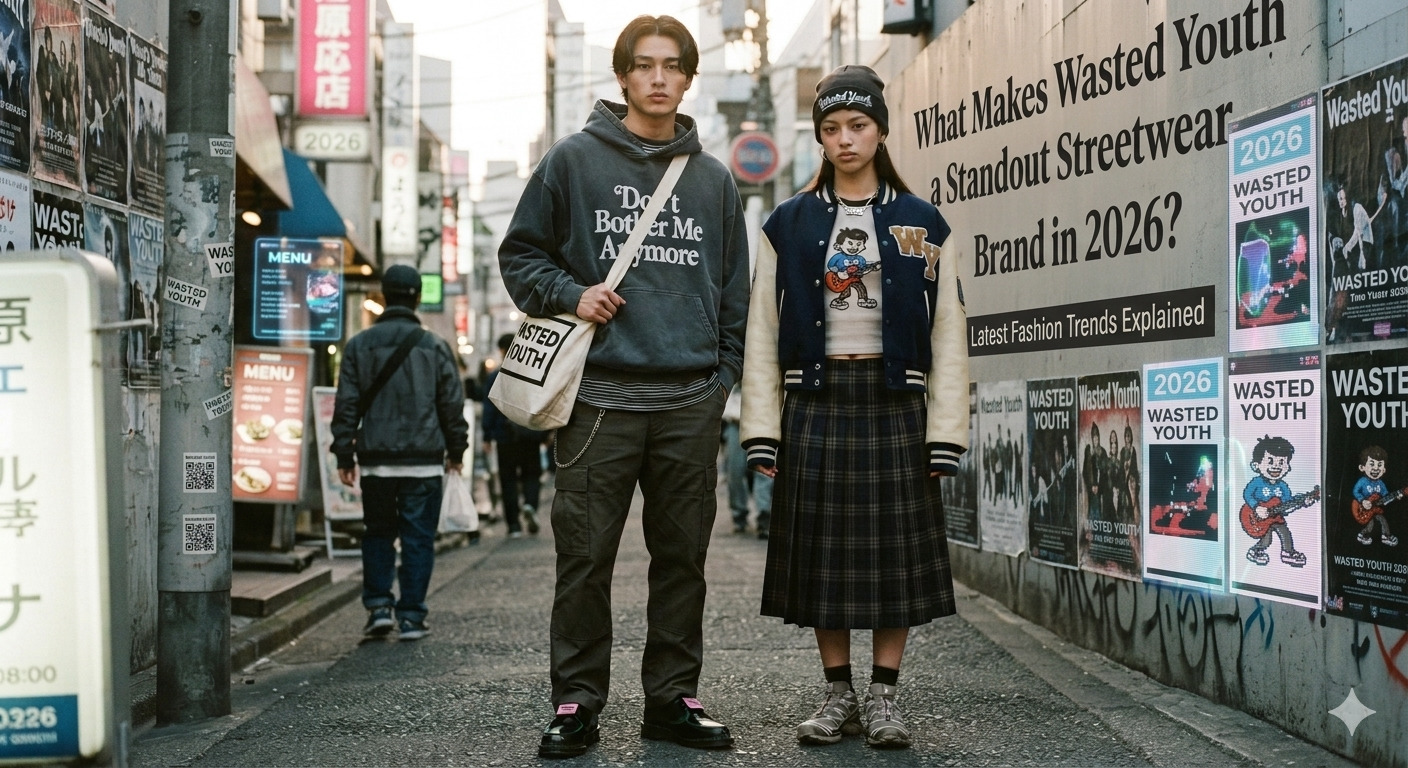 Wasted Youth streetwear hoodie showcasing bold graphic design and modern urban fashion style trends in 2026.