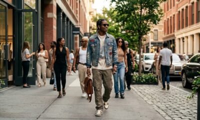 A$AP Rocky showcasing modern streetwear style with luxury fashion and urban-inspired clothing.